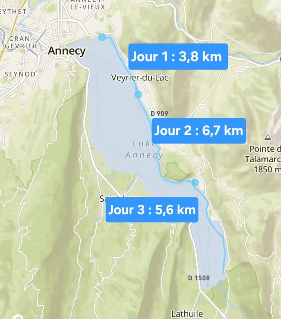 Parcours lac nage