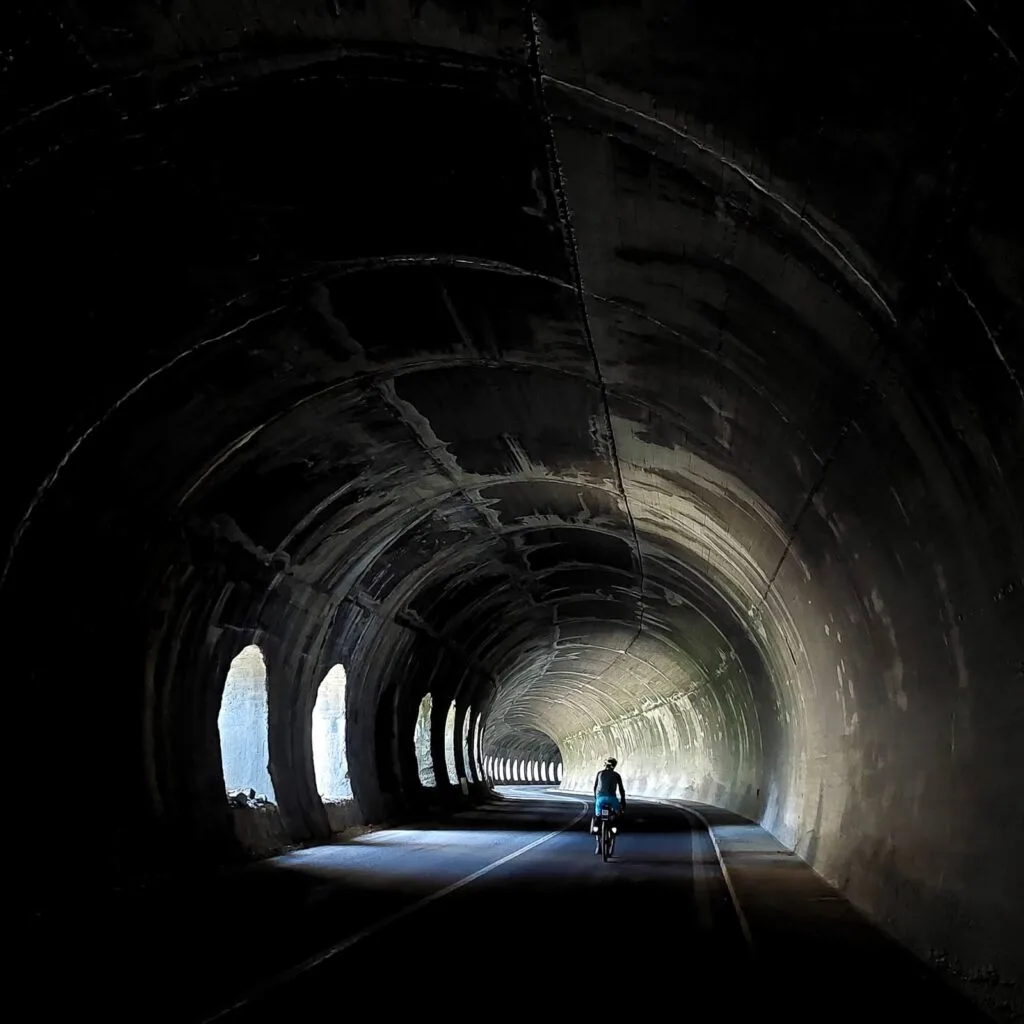 Bicycle tunnel under the Montgenevre pass