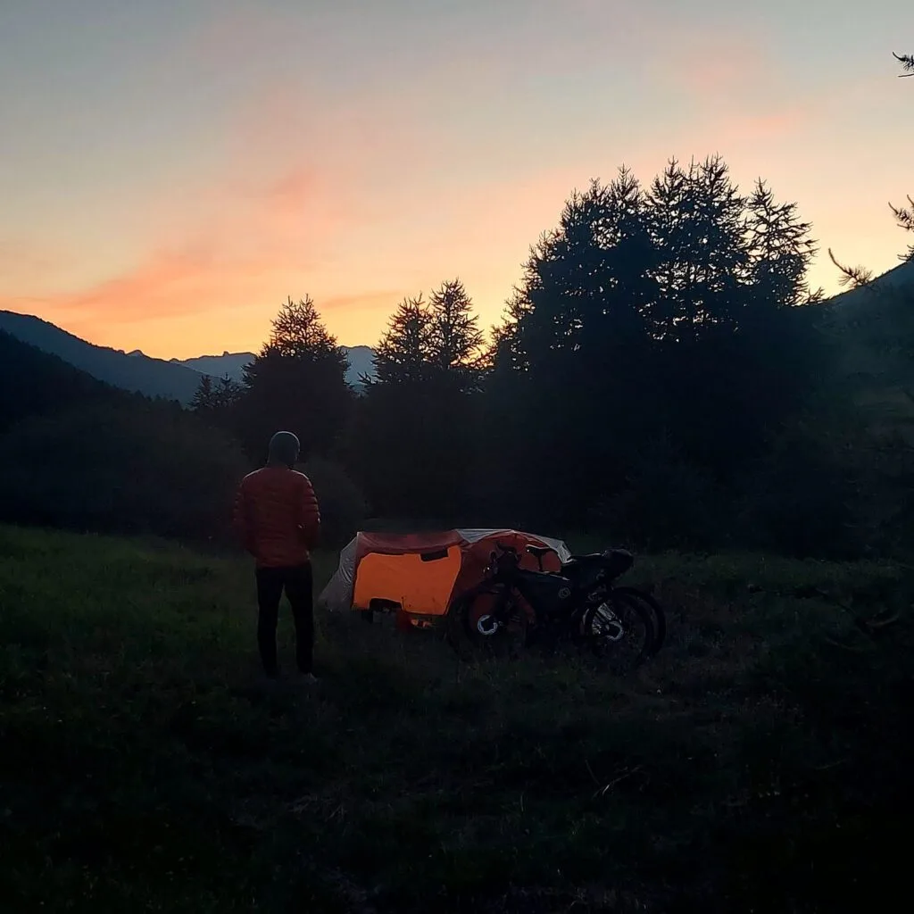 Sunset on a bivouac in Molines-en-Queyras