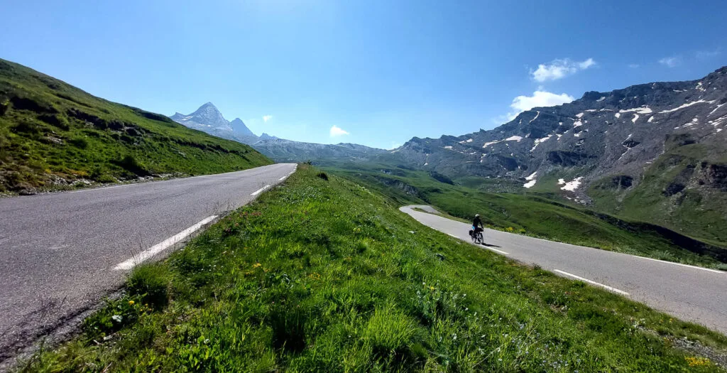 Col Agnel climb with view of Mount Viso