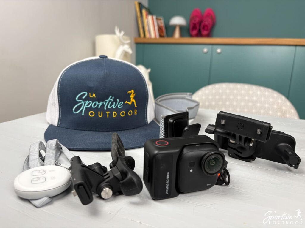 Insta360 Go Ultra with bindings and accessories