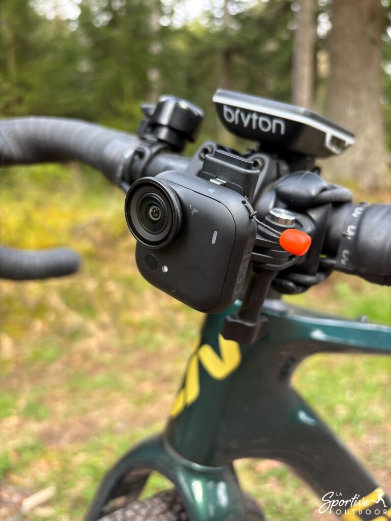 Insta360 Go Ultra camera mounted on bike handlebars