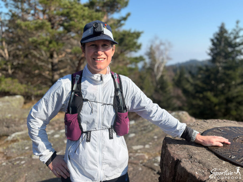 Insta360 Go Ultra head-mounted for trail running